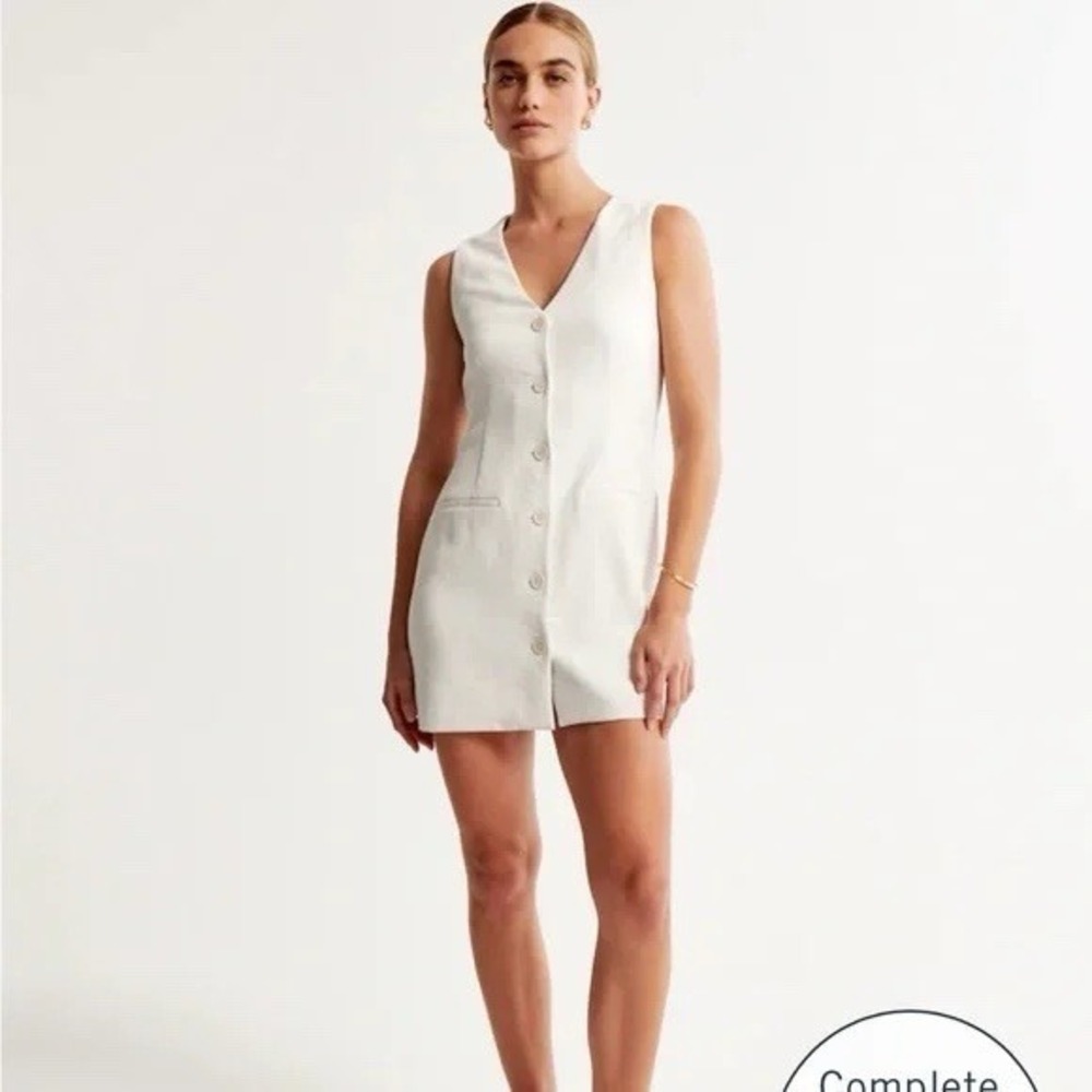 Abercrombie & Fitch Iso Vest Mini Dress Sz L Off white Sleeveless - Picture 2 of 11